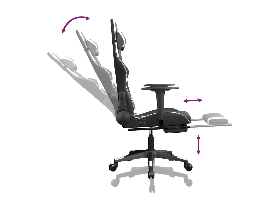 Chaise de jeu de massage avec repose-pied Noir&Blanc Similicuir