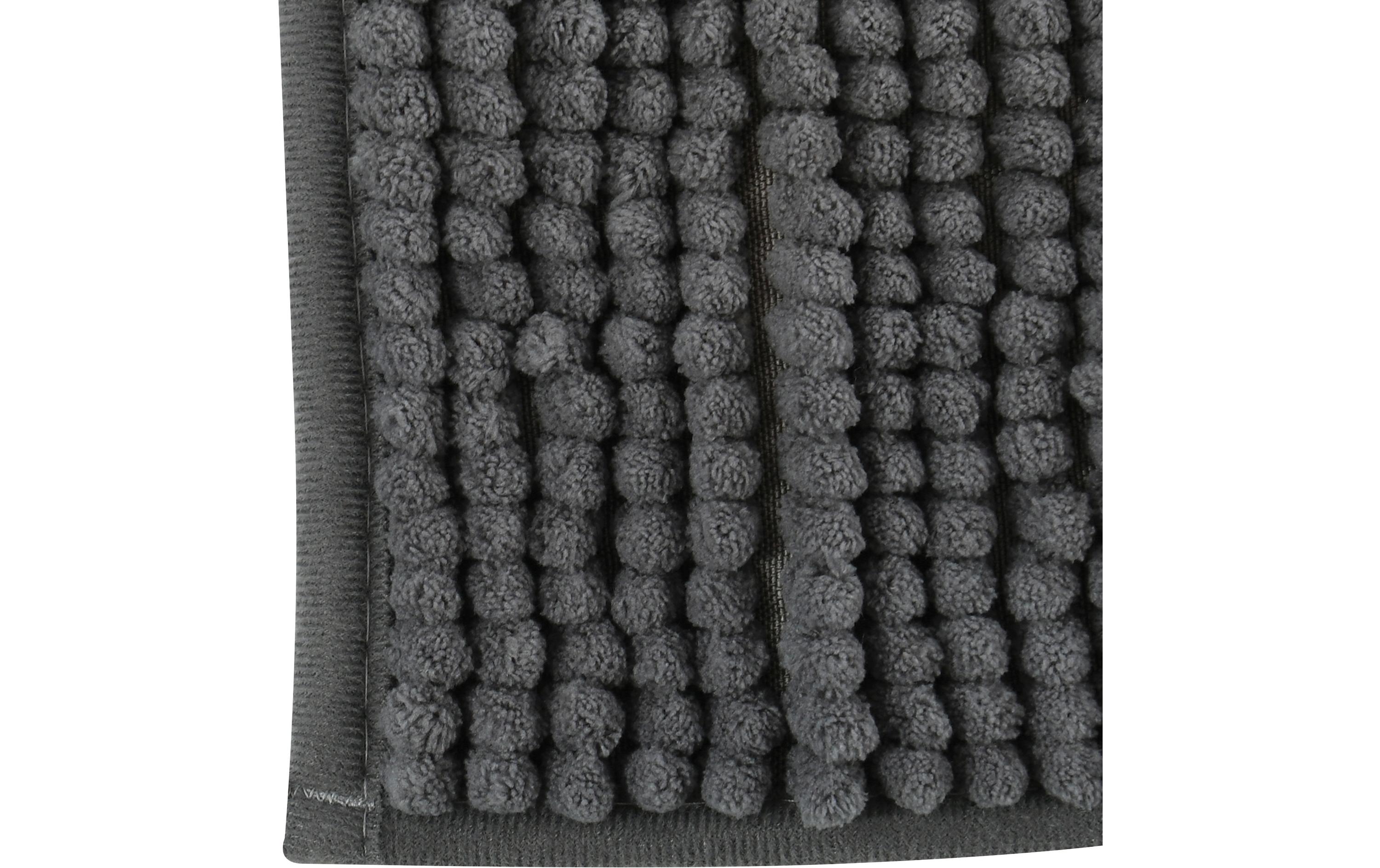 Badteppich Chenille 40 x 60 cm, DunkelgrauBadematte mit rutschfester Unterseite