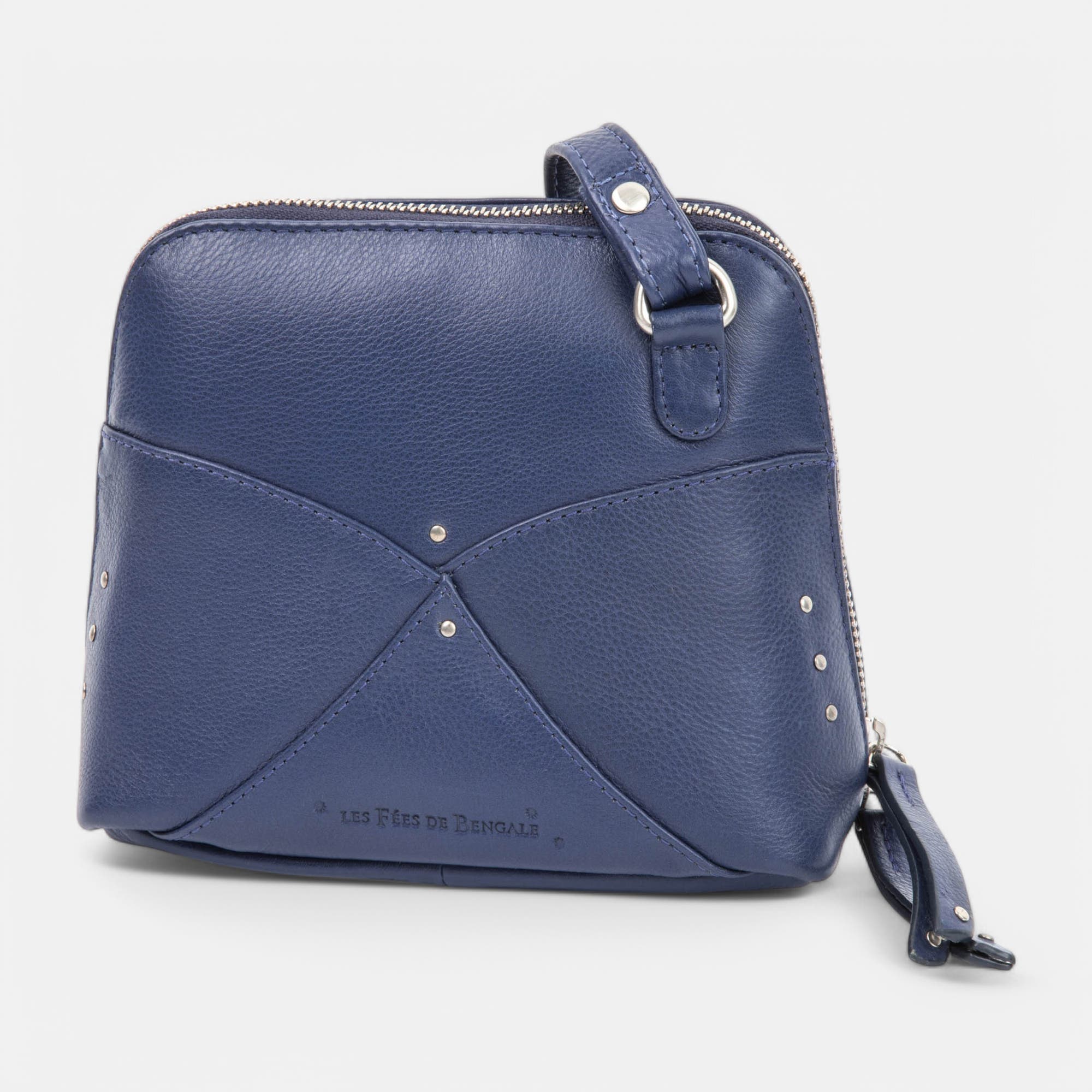 Sac bandoulière en cuir bleu