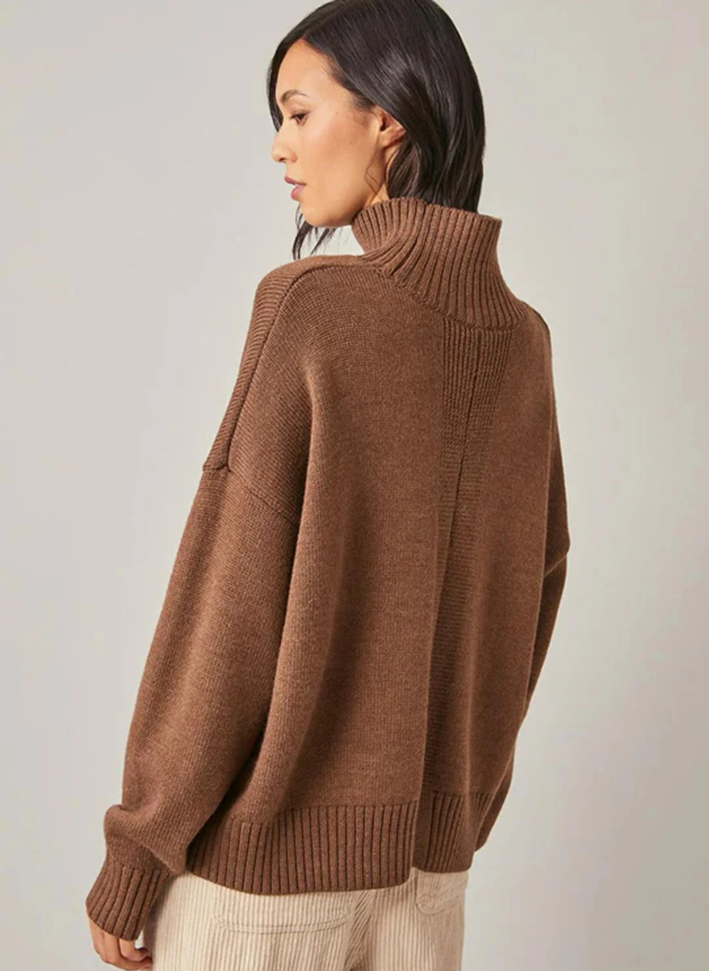 ENOCE - Pull oversize à col montant | Beige