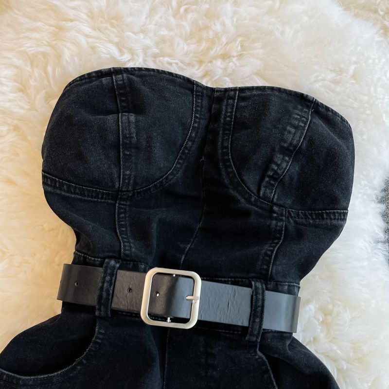 Yearnin - Strapless romper van denim