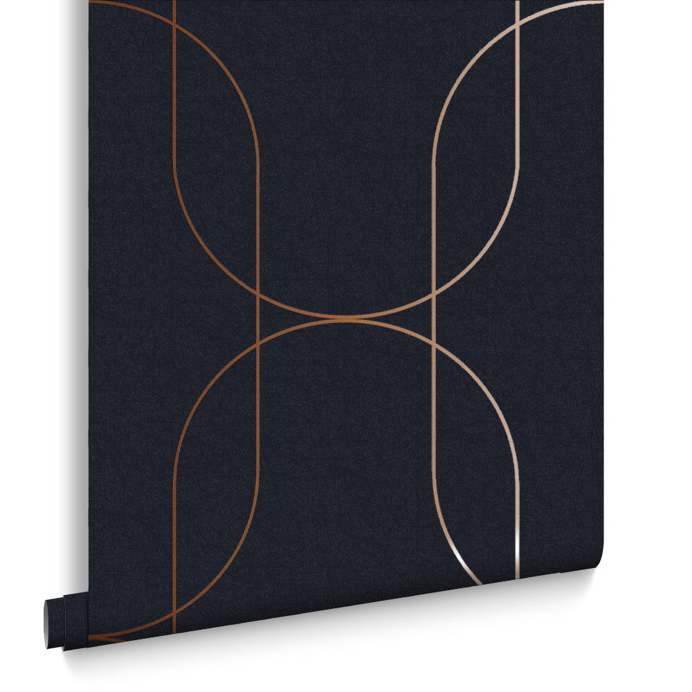 Graham & Brown - Vliesbehang - Palais Navy & Copper - 10mx53cm
