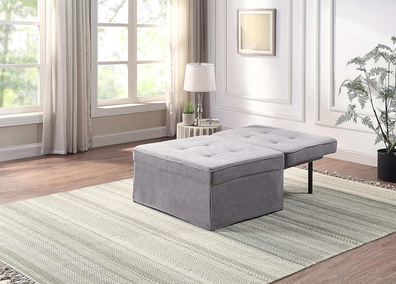 Atlantic Home Collection Sessel, Liege, Hocker Finn, Polyester, Grau, BxTxH: 80cm x 72cm x 43cm