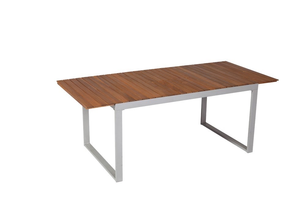 Siena 7-delige tuinmeubelset, klapstoel, uitschuifbare tafel 150 (200) x 90 cm, zilver/zwart