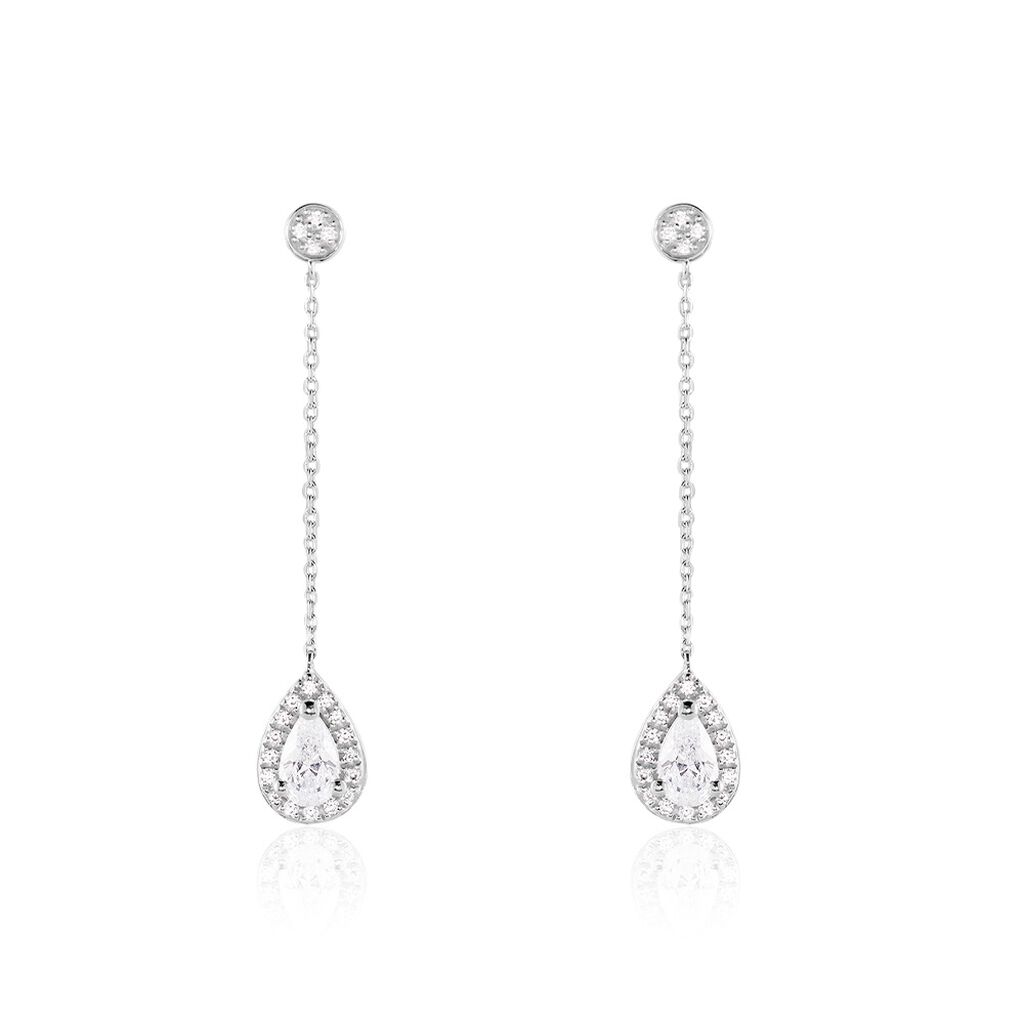 Boucles D'oreilles Pendantes Searlas Or Blanc Oxyde De Zirconium