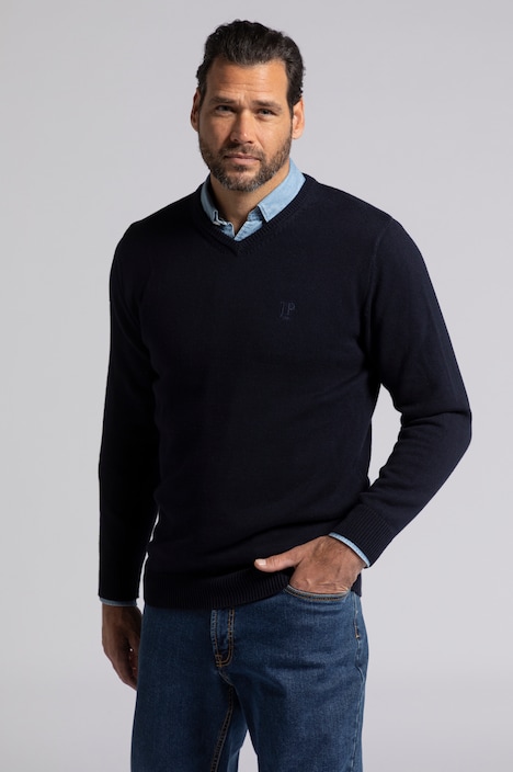 Pullover, Basic Form, V-Ausschnitt, Baumwolle