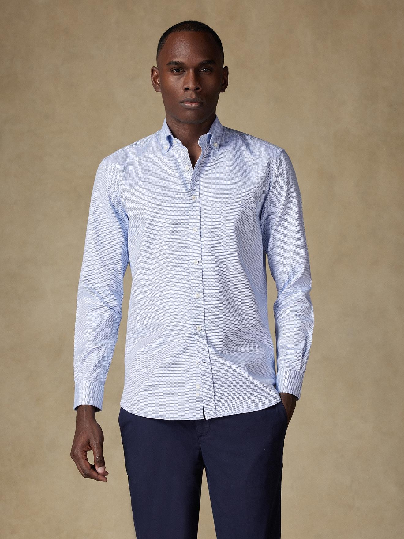 Chemise Caleb en twill bleu - Col Boutonné