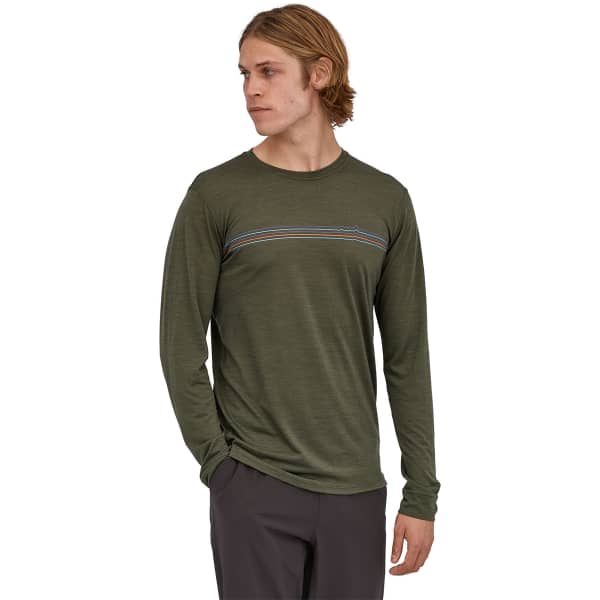 T-shirt randonnée PATAGONIA M'S L/S CAP COOL MERINO GRAPHIC SHIRT FITZ ROY FADER: BASIN GREEN