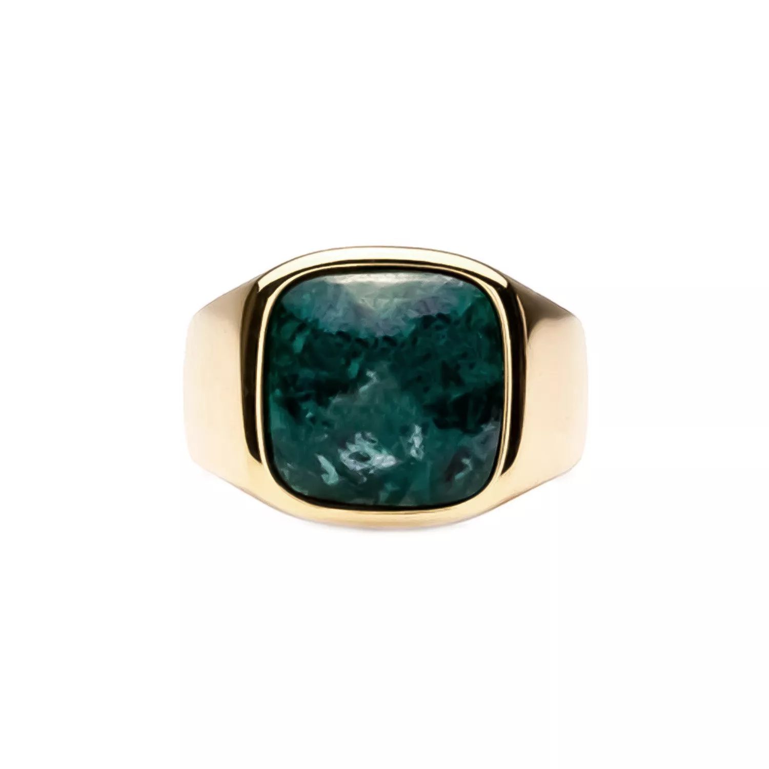 IX Studios Cushion Signet Marble Ring 22 kt. Forgyldt Sølv DMN0282GDGRMA