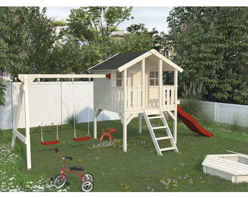 Palmako speelhuis 421 x 284 x 287 cm, hout, inclusief ramen, deur, vloer en ladder.