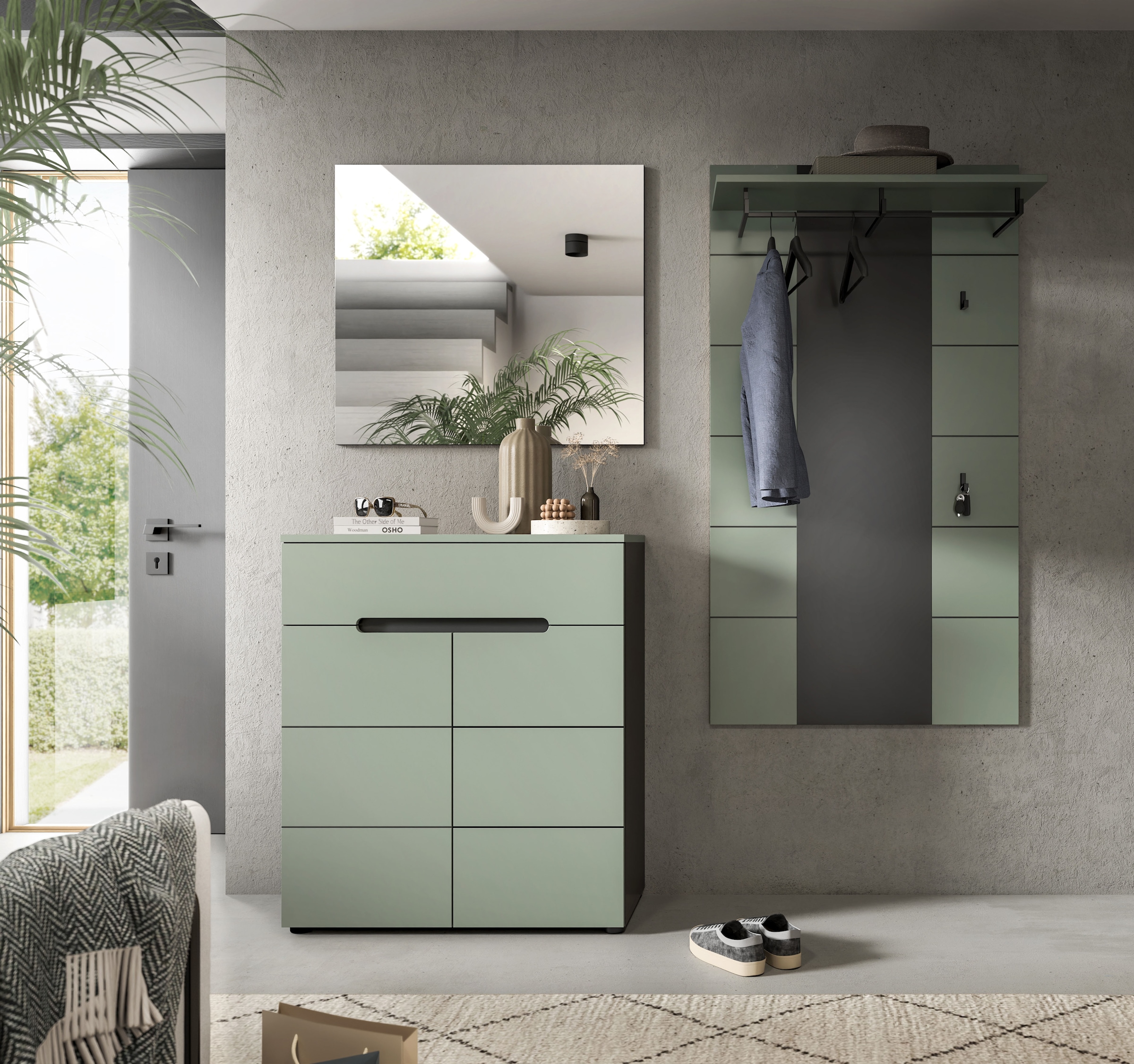 INOSIGN Garderoben-Set »REHAT, TOPSELLER!, 3-teilig, Breite 175 cm, individuell erweiterbar« Set, bestehend aus: Kommode, Spiegel und Garderobenpaneel, 3 Stk. tlg.
