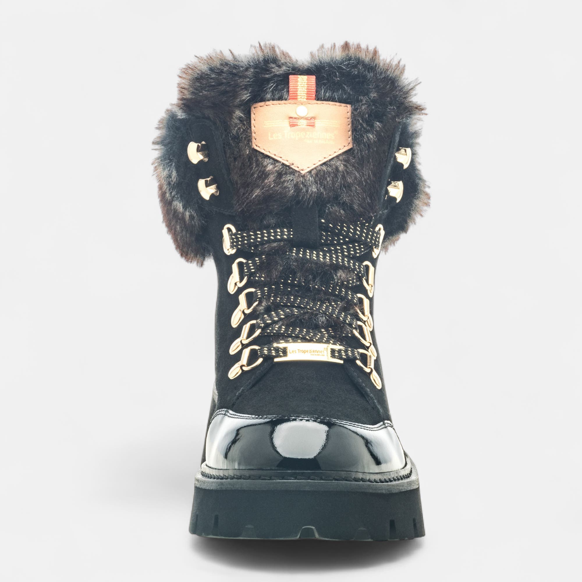 Bottines à lacets Femme en cuir noir