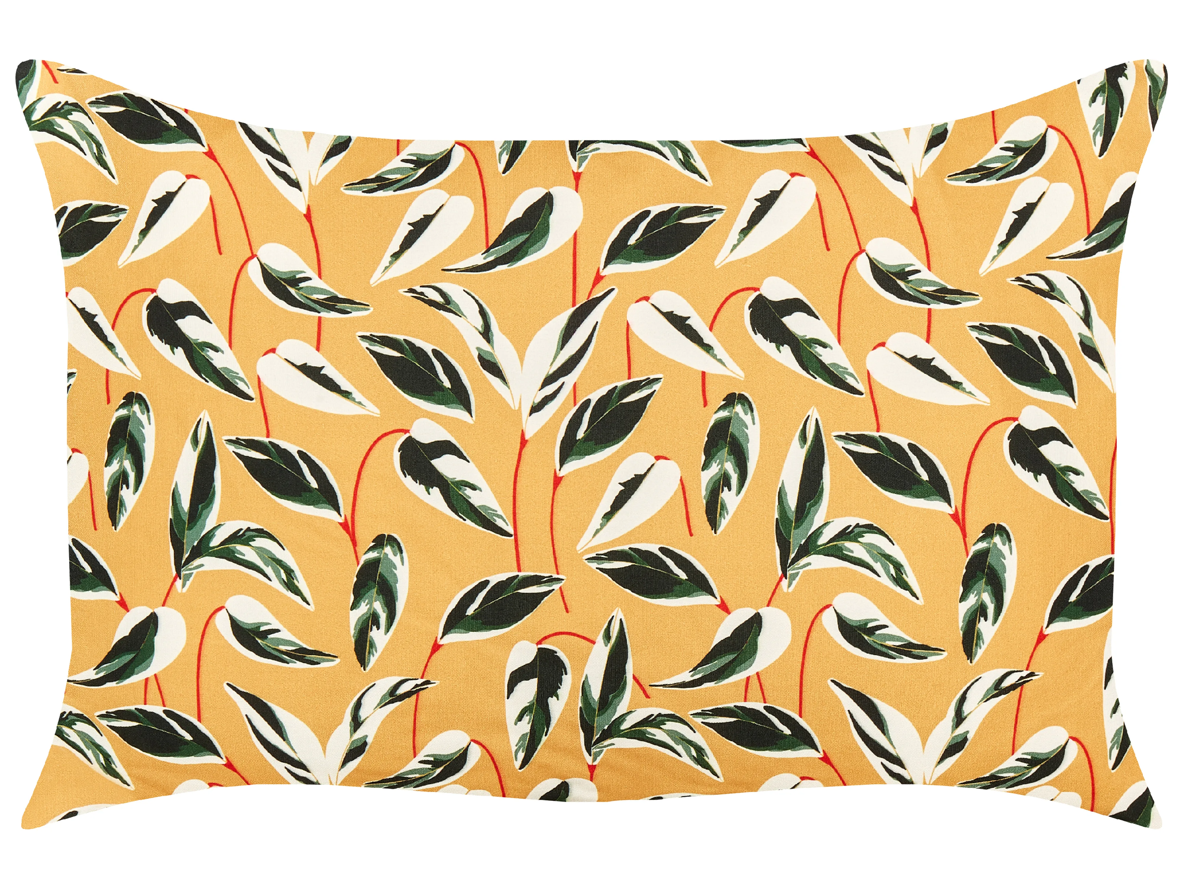 Set van 2 tuinkussens TAGGIA bladpatroon 40 x 60 cm Geel