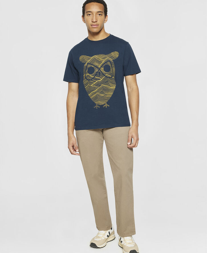 Knowledge Cotton Apparel Regular fit mountain t-shirt - Regenerative Organic Certifie Blå