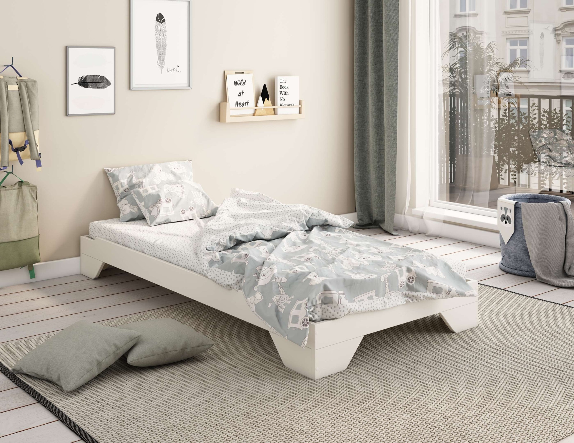 Home affaire Massivholzbett »Melwine, Stapelbett, platzsparend, modern« 1 Bett,  inklusive Lattenrost, platzsparend und ideal für Besuch!