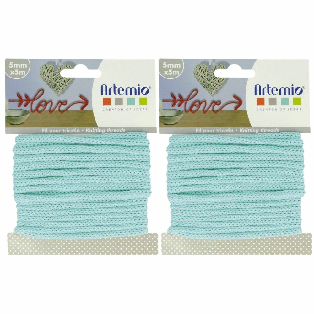2 fils à tricotin 5 mm x 5 m - vert pastel