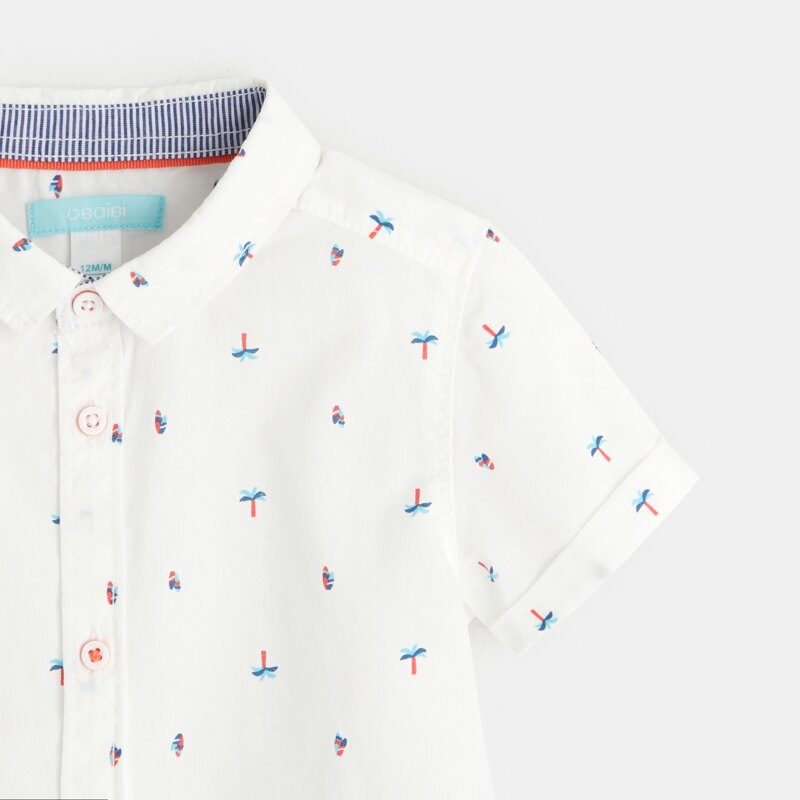 Chemise palmiers et surfs blanche bébé garçon Blanc