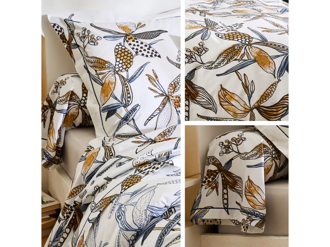 Drap plat 180x290 cm en coton longues fibres PÉNÉLOPE beige Silice