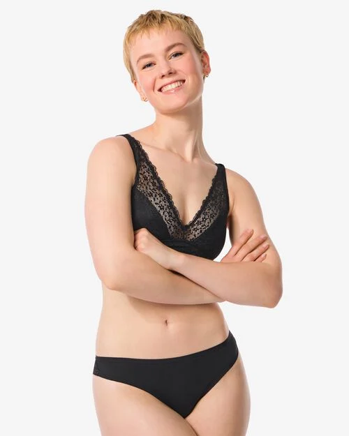 slip brésilien femme coton avec dentelle noir