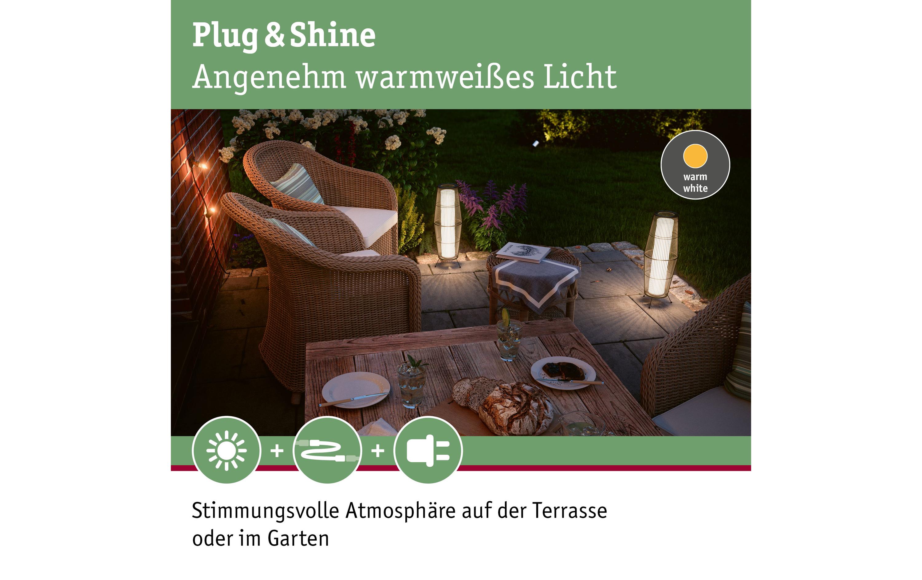 Windlicht Plug & Shine Basket 60 cm, BraunLED Lichtobjekt passend zur Plug & Shine Serie