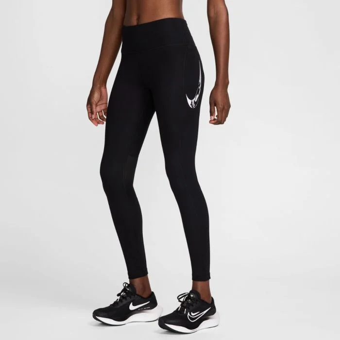 Nike Dame Lange tights Dri-FIT Fast Swoosh Mid-Rise 7/8 Tights Sort