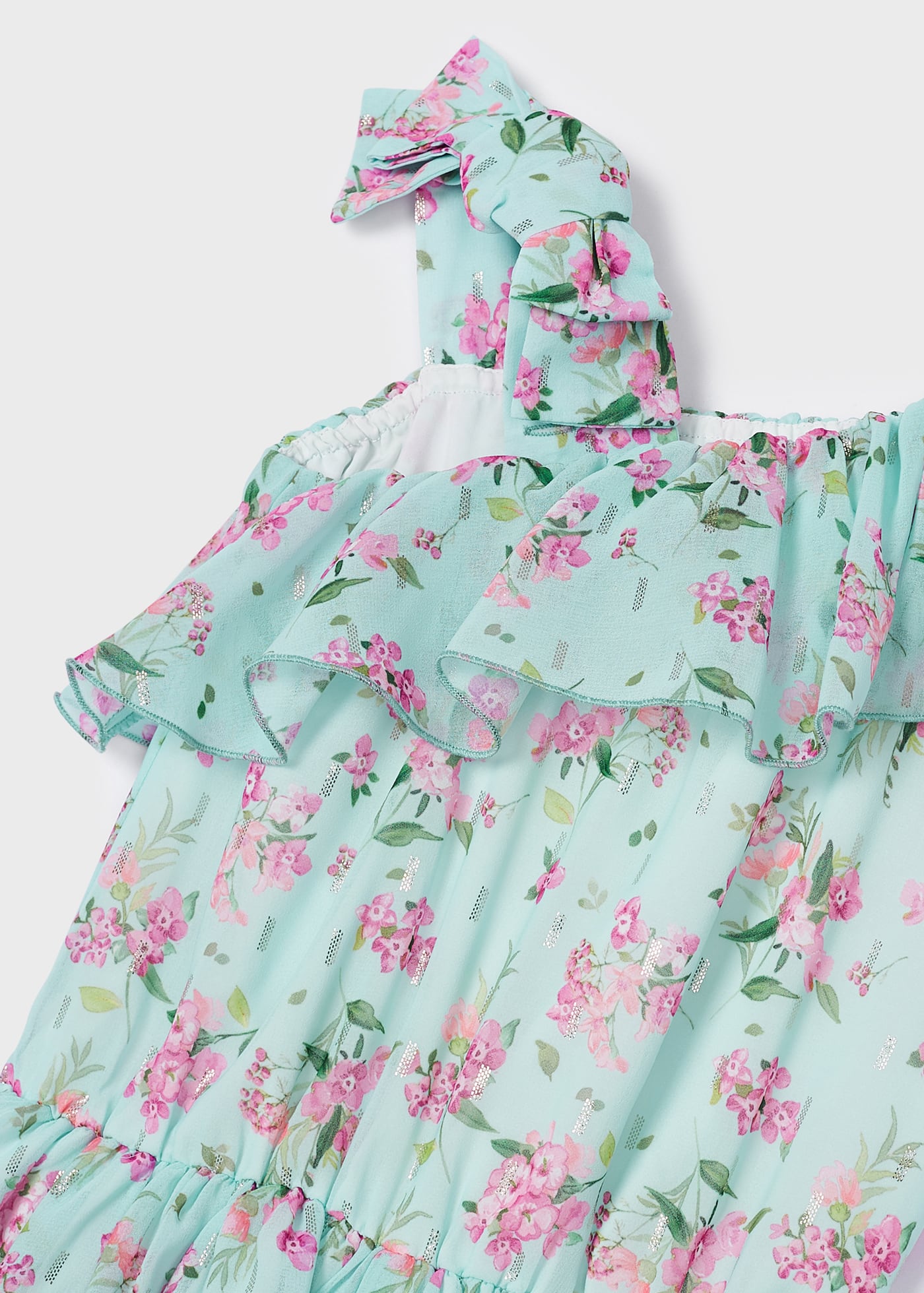 Macacão curto de chiffon estampado para meninas