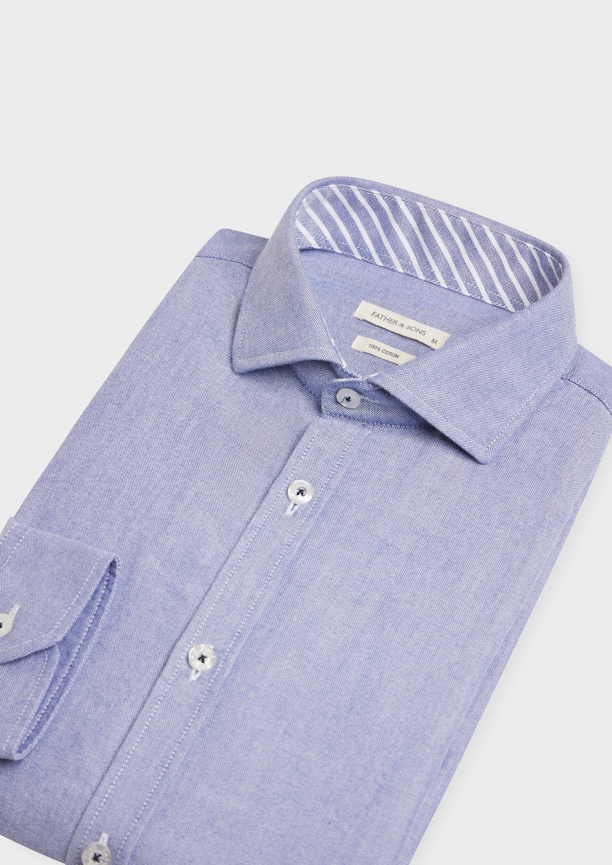 Chemise sport Slim en pinpoint de coton uni bleu indigo