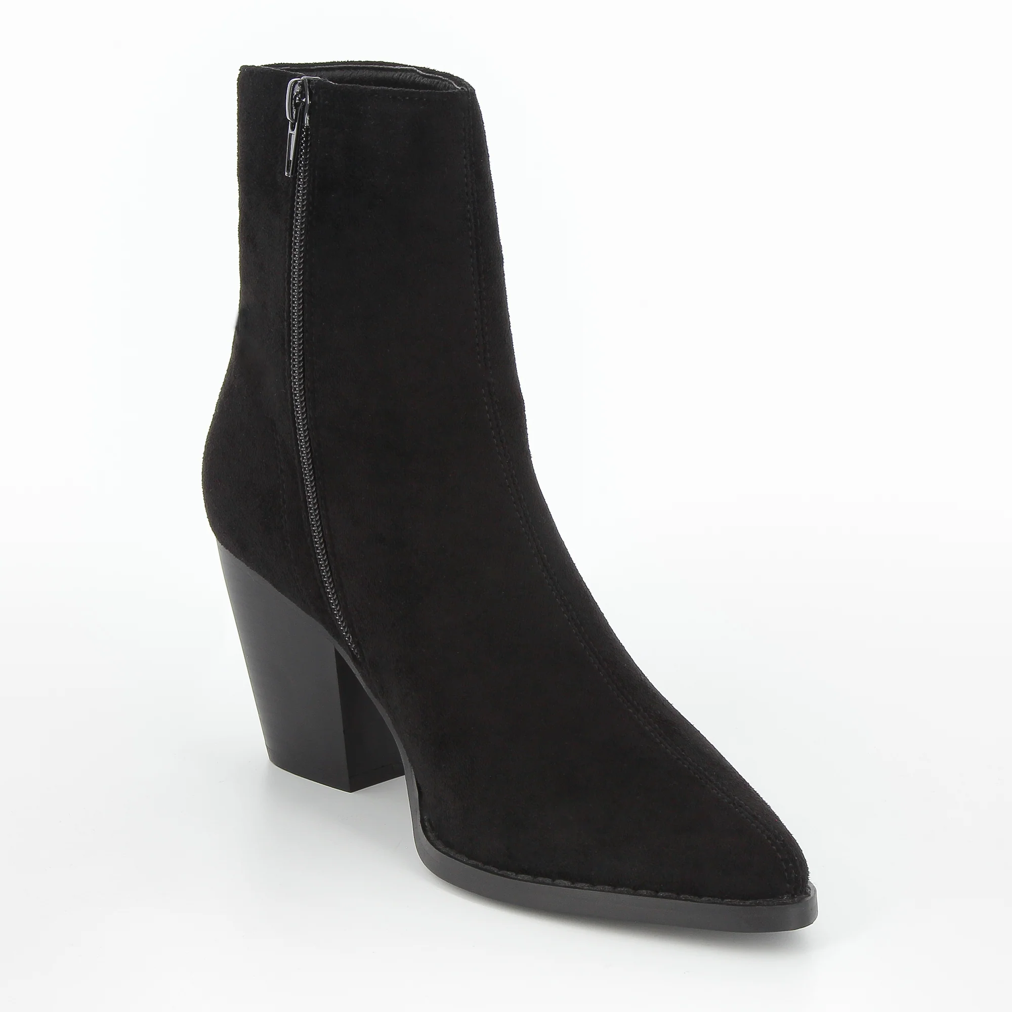 Bottines-Bottines Constance à talon en suédine noire