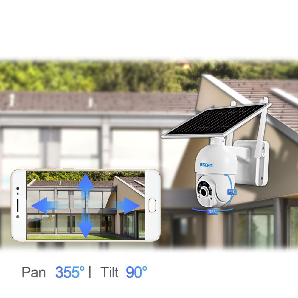 WiFi Solar IP Kamera Full HD 1080p mit 2-Wege-Audio / Infrarot LED's Nachtsichtfunktion / Micro SD / Wandhalterung iOS/Android (IP66) - Weiss