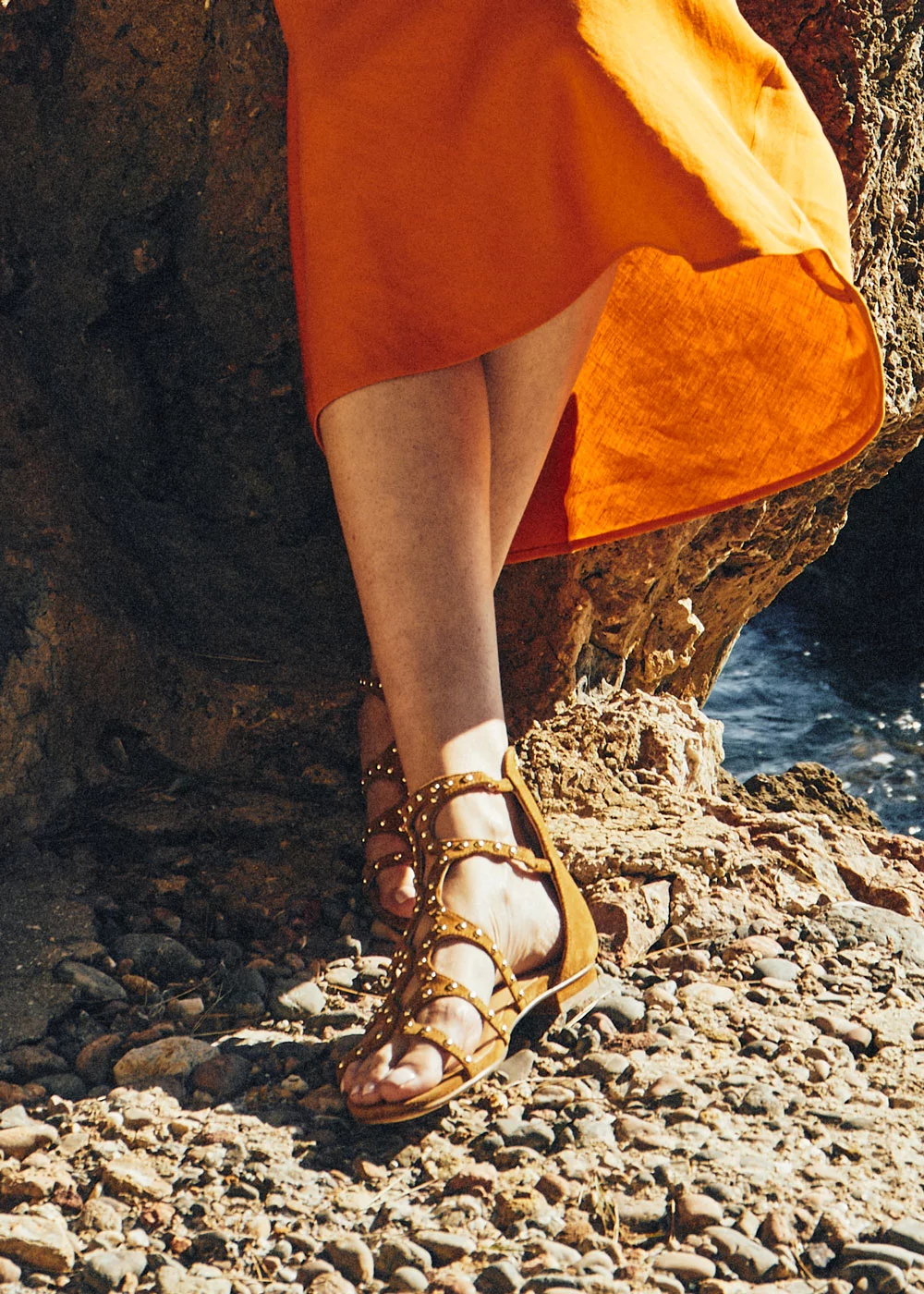 SPARTIATE MADELINE VELOURS CAMEL ET CLOUS