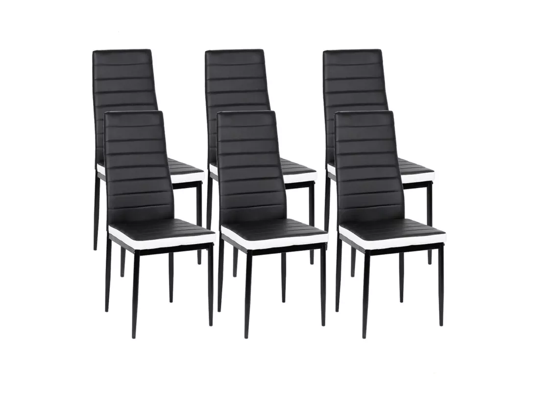 Lot de 6 Chaise Cuisine, Chaise de Salle à Manger, Dossier Haut de la Cuisine, Chaise de Salle à Manger Confortable et Durable - Blanc (6)