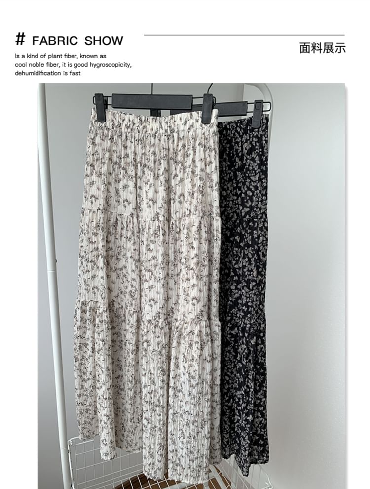Tel tot 10 - Maxi A-lijn rok met hoge taille en bloemenprint