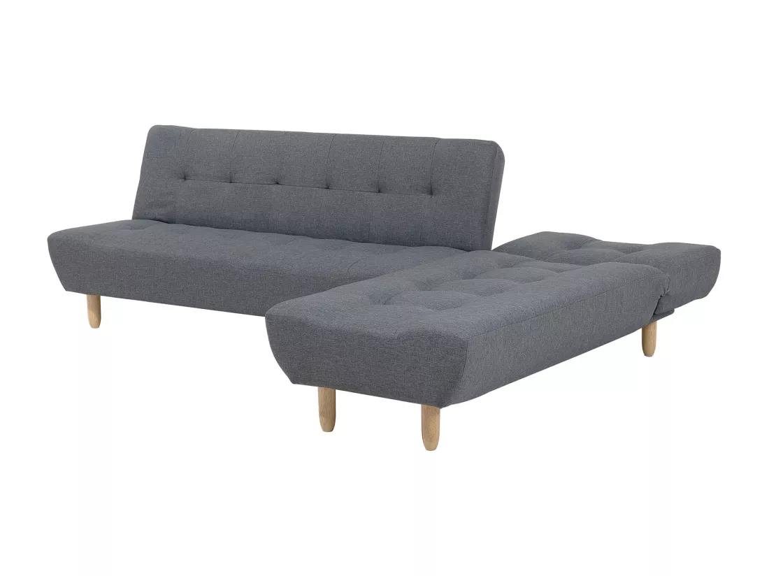 Canapé angle à droite convertible en tissu gris foncé 4 places ALSTEN