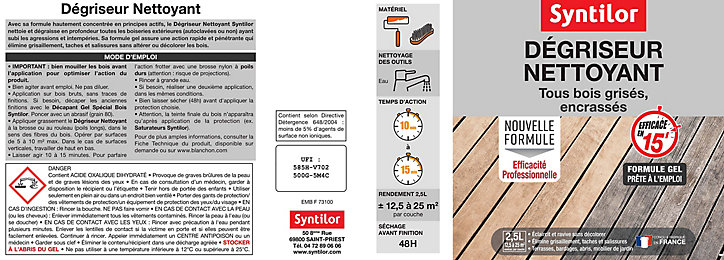 Dégriseur nettoyant extérieur tous bois grisés, encrassés Syntilor 2,5L