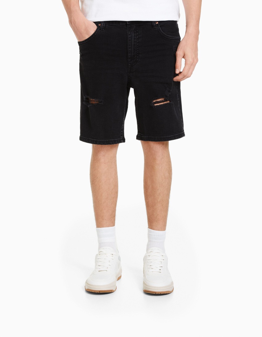 Bermuda jeans rasgada