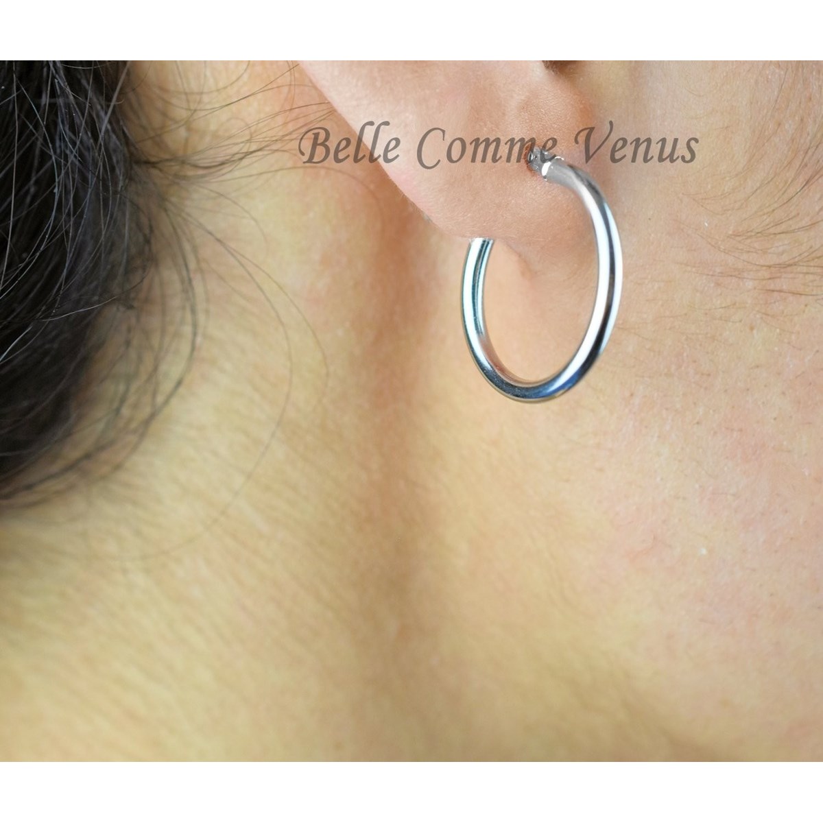 Boucles d'oreilles créole Argent 925 Rhodié