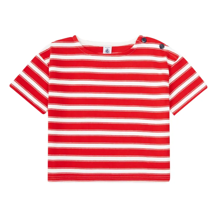 Petit Bateau T-shirt Rayé Coton Bio Epais | Rouge