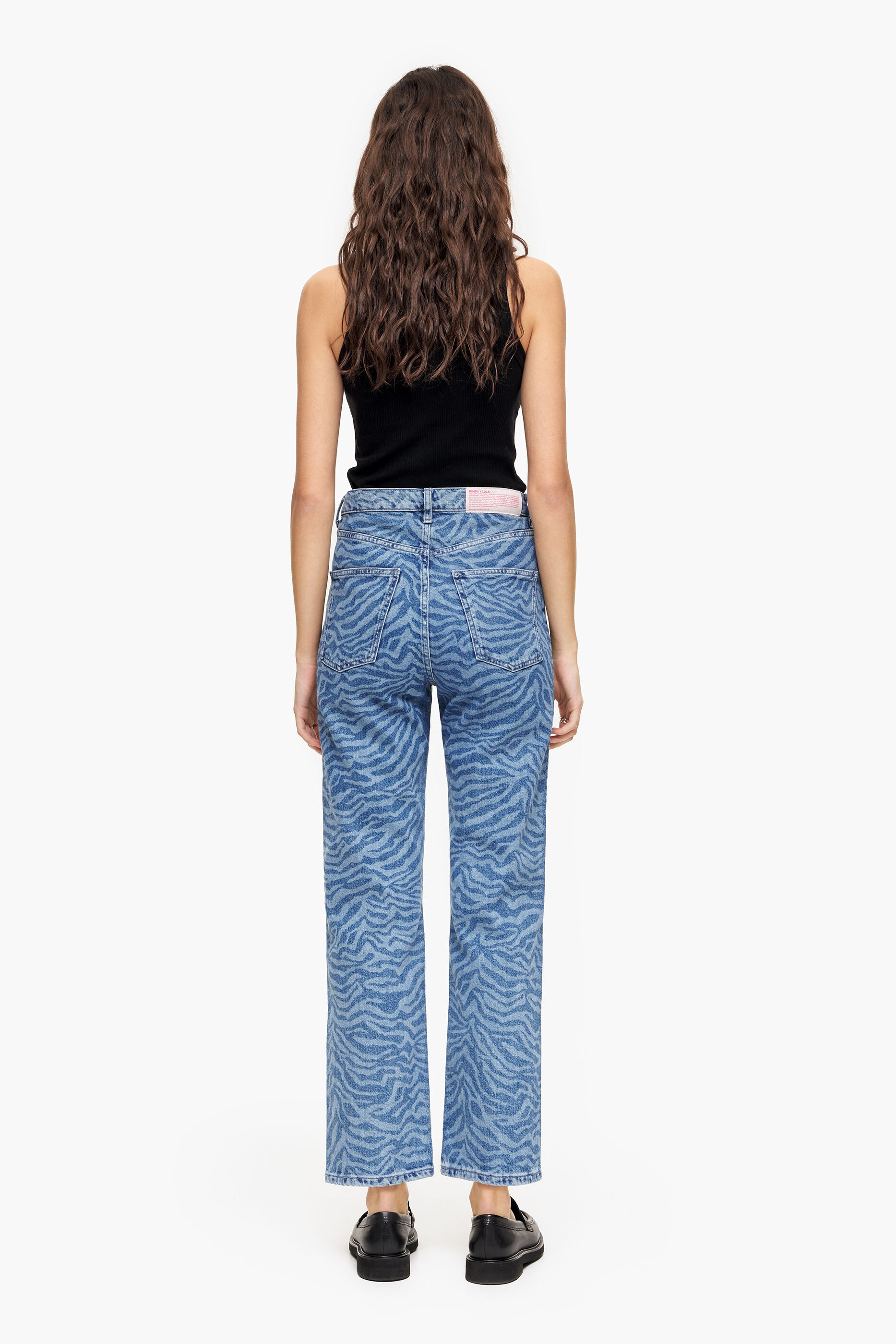 Calça jeans reta cropped azul tigre - Calça jeans reta