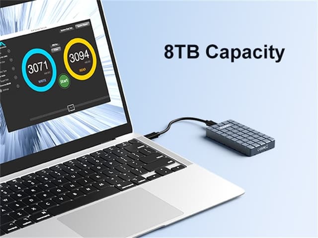 Maiwo USB4.0 NVME Eksternt kabinet 8tb m og B&M Key 2280