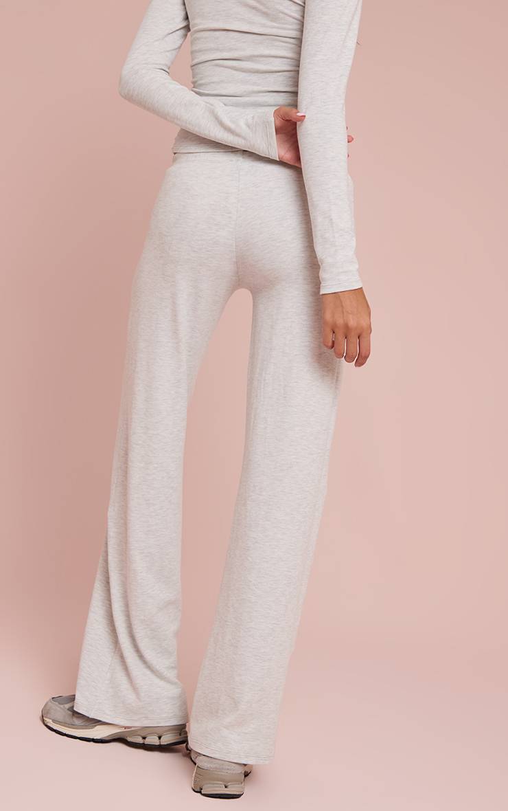 Gris Cendré Pantalon De Détente Droit Taille Basse En Coton Doux