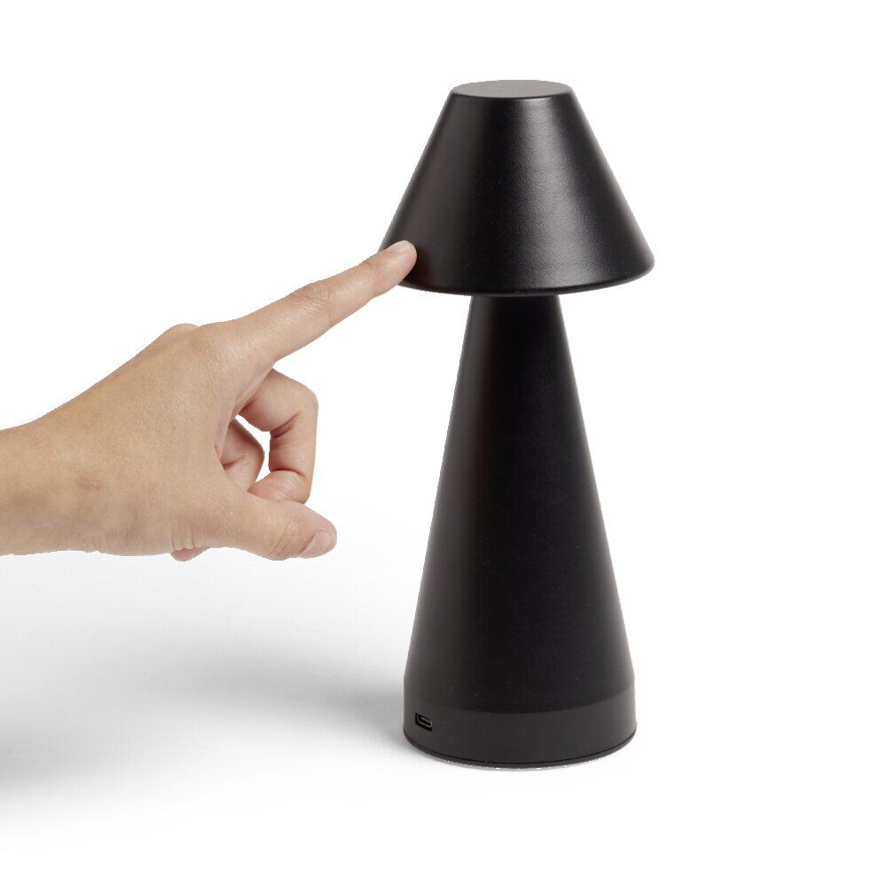 Lampe de table Conni USB tactile noire Ø9,5xH22,5cm