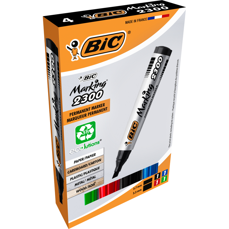 Bic Permanent Marker 2300, 4 Stück, assortiert