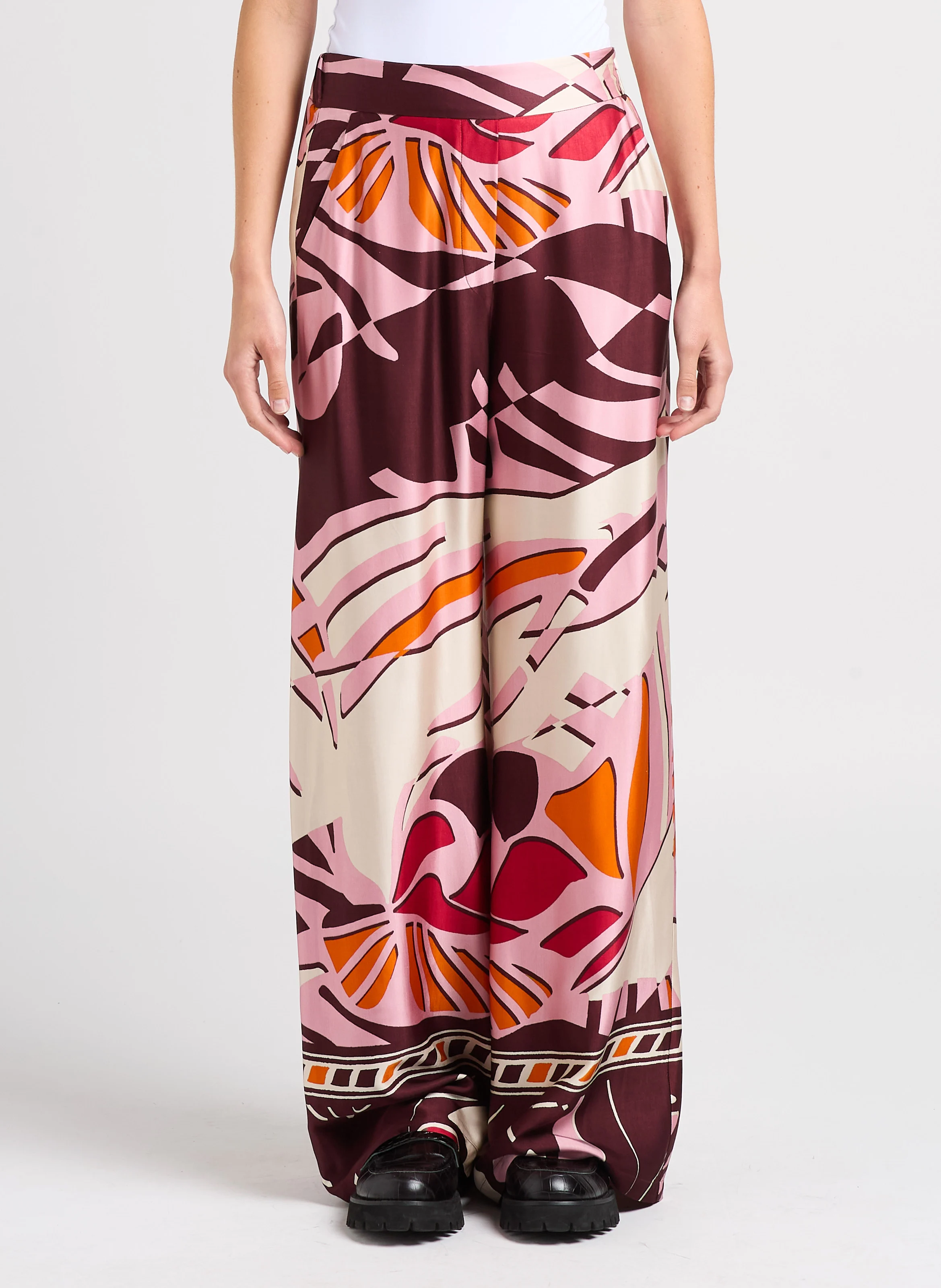 JOJO - Pantalon large taille haute | Rose