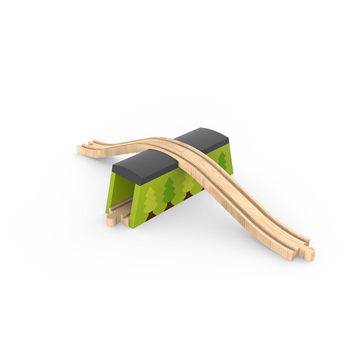 Tunnel et rails en bois