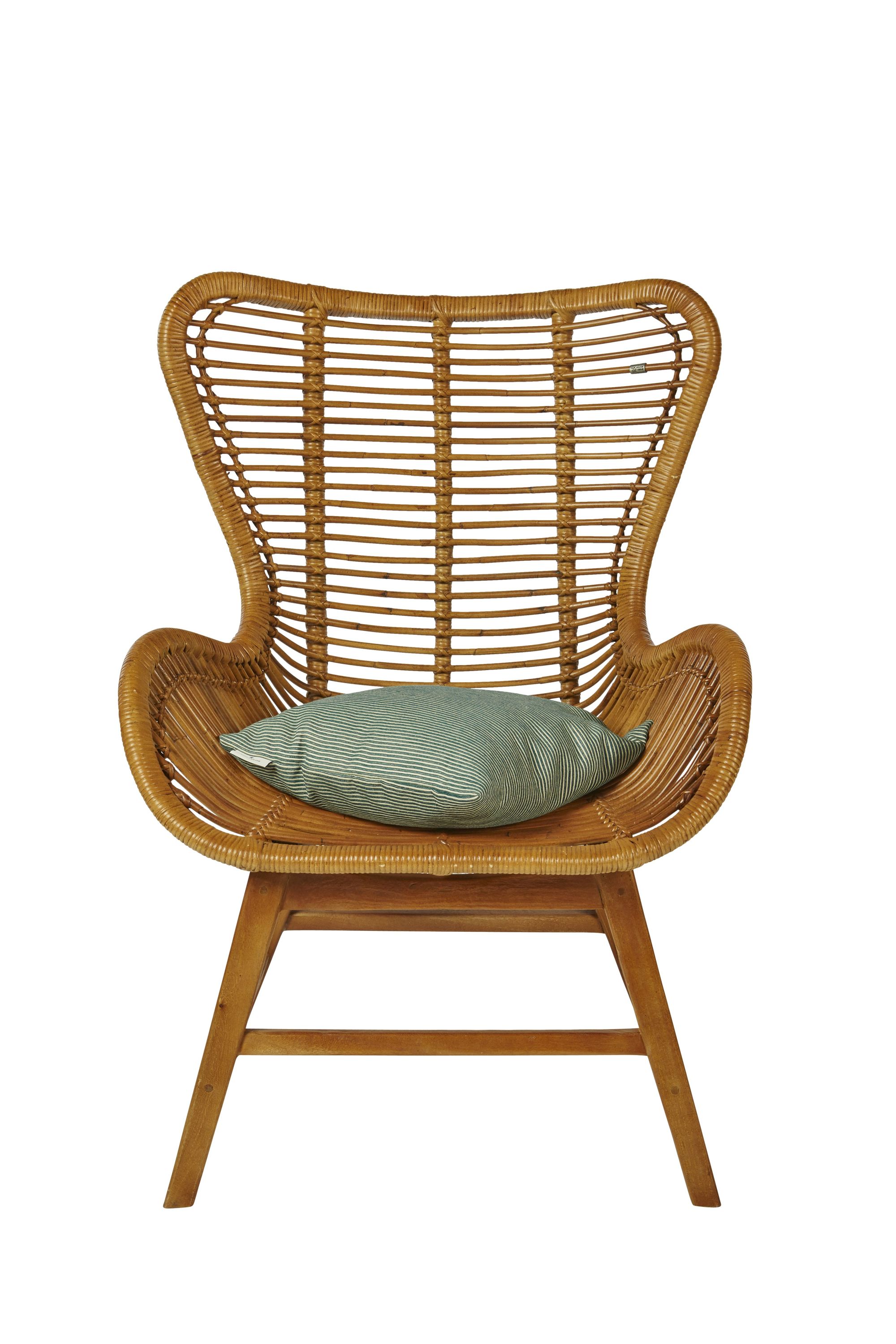 Sessel Rattan natur Relaxchair Relaxsessel Wohnzimmerstuhl Teakholz Stuhl