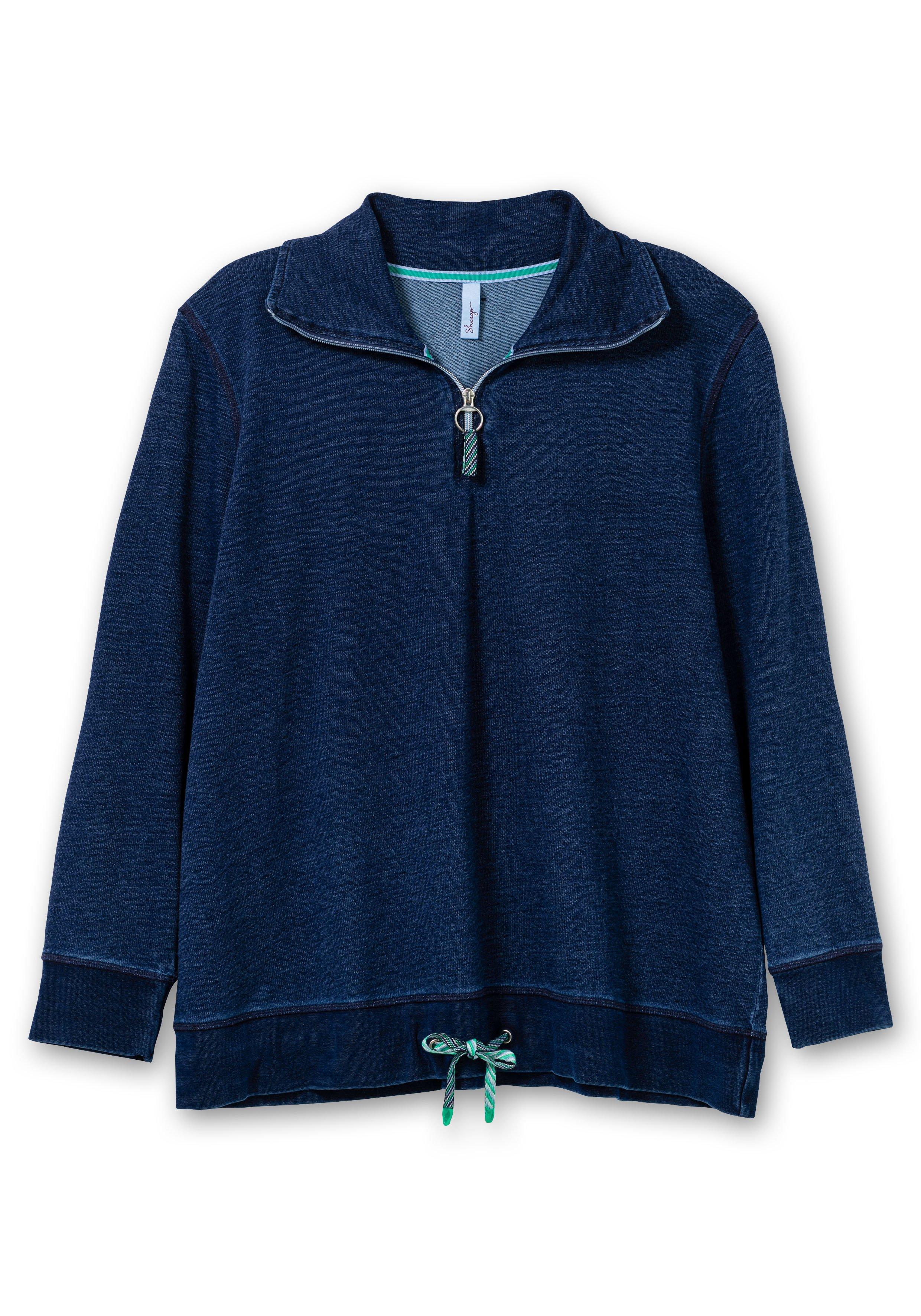 Sweatshirt mit Troyerkragen, im Denim-Look