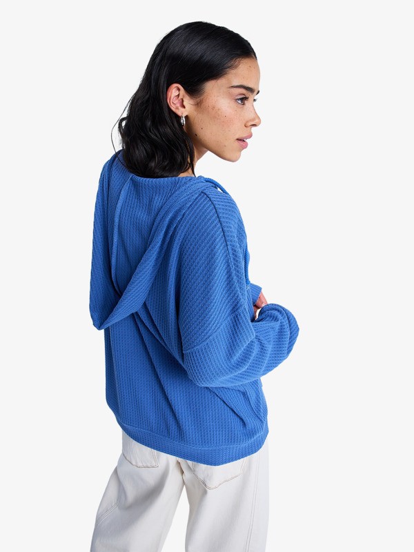 Ocean Drive Sweat à capuche oversize en tricot Bleu Femme