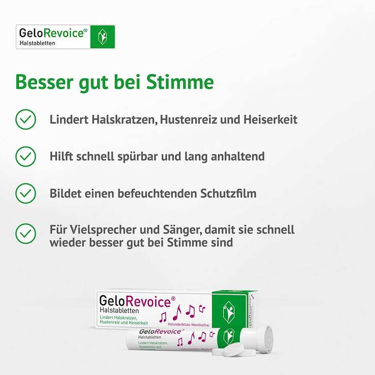 GeloRevoice Halstabletten Holunderblüte-Mentholfrei bei Heiserkeit, 20 St