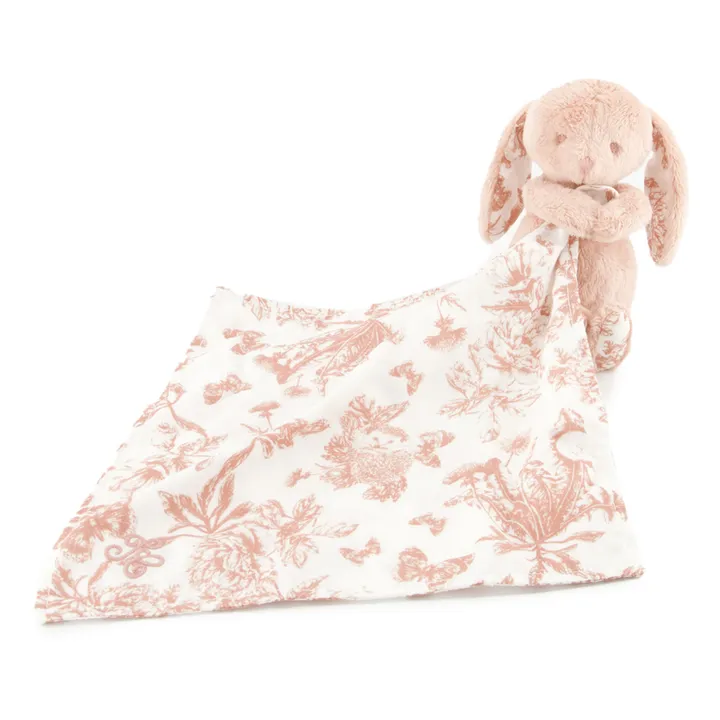 Tartine et Chocolat Doudou lange Augustin le lapin Toile de Jouy | Rose pêche