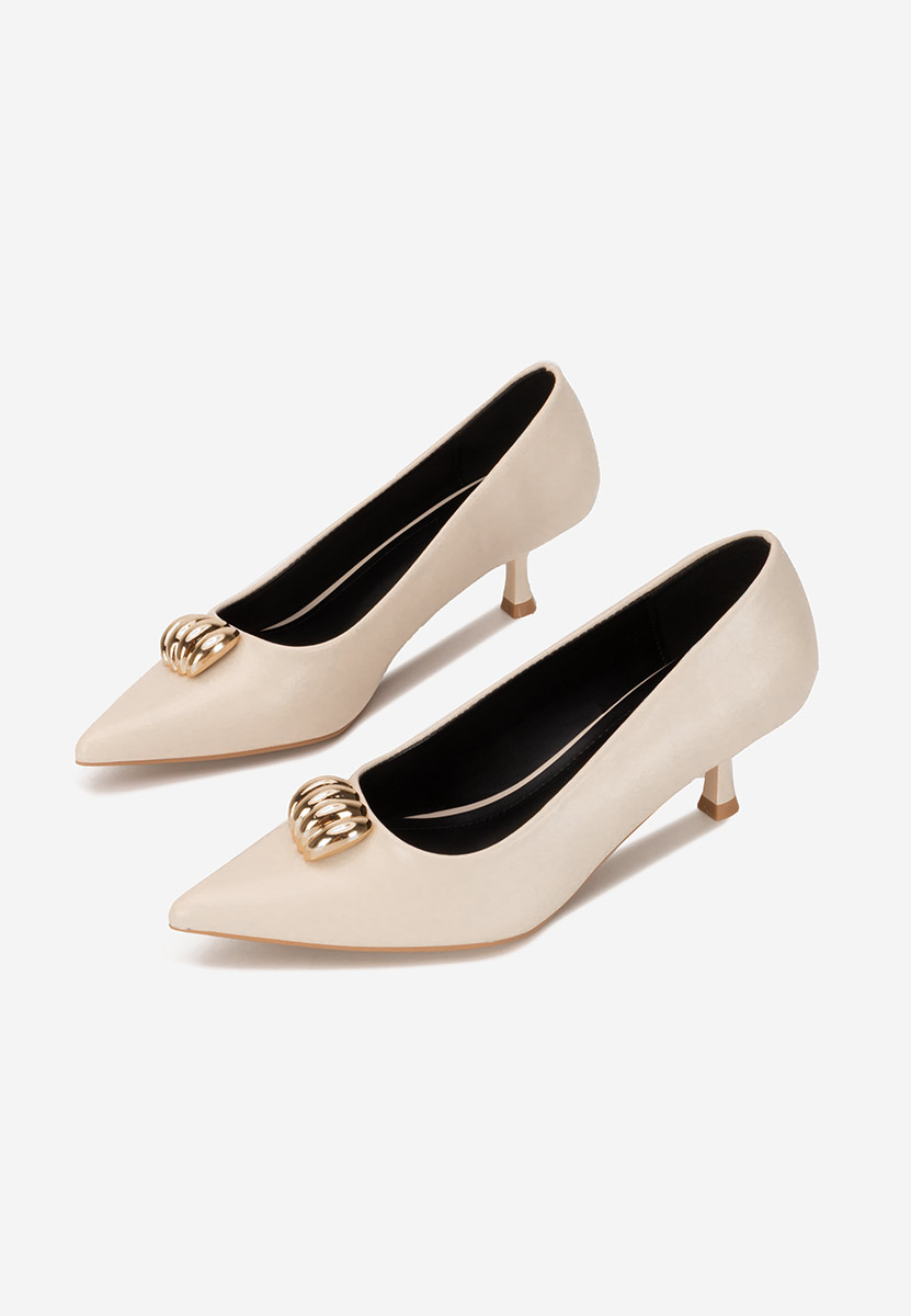 Chaussures à petit talon beige Ruxanda